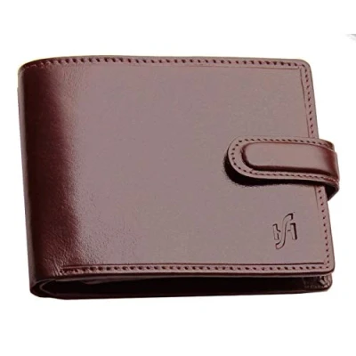Image of STARHIDE Designer Wallets RFID Blocking Smooth Genuine VT Leather Wallet with Coin Pocket and Id Window Gift Boxed 1212 (Brown)