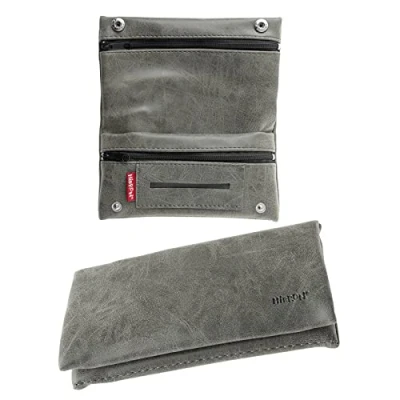 Image of HIBRON Tobacco Bag Leather Rolling Pouches 58105 Grey
