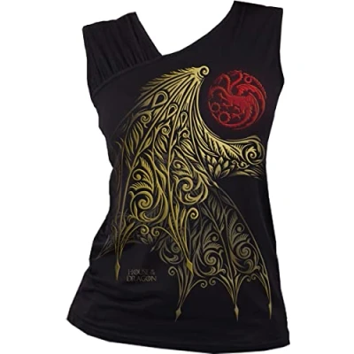 Image of HBO Hod Wing Logo Gathered Shoulder Slant Vest Black M