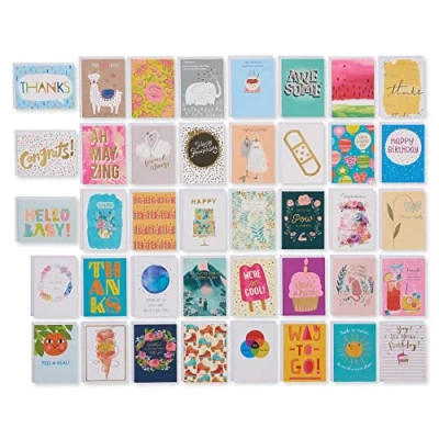Image of UK Greetings Multipack of 40 All Occasion Cards for Him/Her/Friend Cheerful Designs with Keepsake Box
