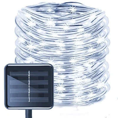Image of KINGCOO Solar Rope Lights Outdoor, 12M/39ft 100LED LED Lighting Waterproof Copper Wire String Light for Outdoor Indoor Home Garden Patio Parties (White)