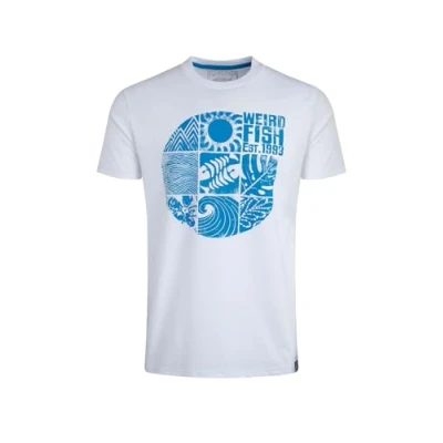 Image of Weird Fish Print Tshirt, Men&#039;s, Size: XL, White