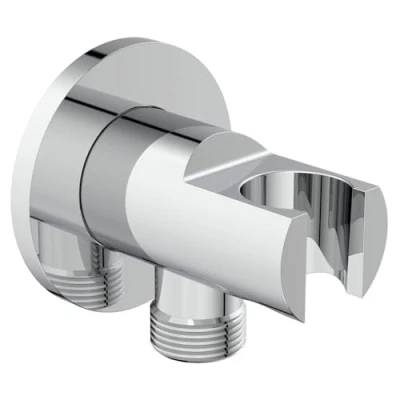 Image of Shower Head Holder and Wall Outlet Ideal Standard Idealrain Round Outlet, Chrome, BC807AA