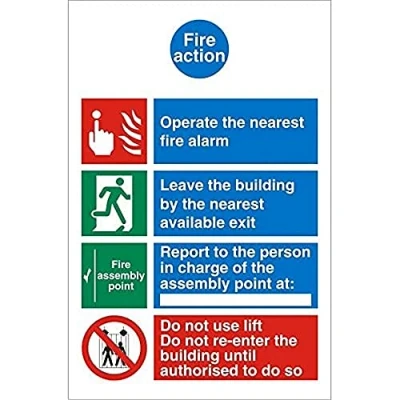 Image of Seco Fire Action with Do Not Use Lift Sign, 150mm x 200mm 1mm Semi Rigid Plastic