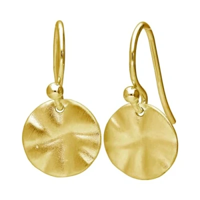 Image of Gold Plated Sterling Silver Hammered Disc Drop Earrings