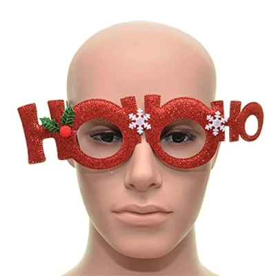 Image of SHATCHI Red Hoo Christmas Glasses One Size Specs Fancy Xmas Dress Novelty Party Accessories Supplies Stocking Fillers