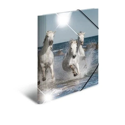 Image of HERMA Elastic Folder Animals with Horses Motif, A4, Glossy Plastic, Inner Print, 1 Span