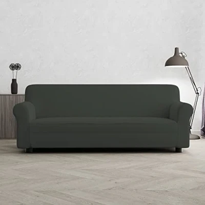 Image of Italian Bed Linen Two way Sofa Cover More Beautiful Dark Grey 3 Seater