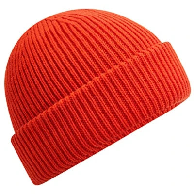 Image of Beechfield Wind Resistant Breathable Elements Cuffed Beanie Soft Touch Acrylic Yarn Fire Red