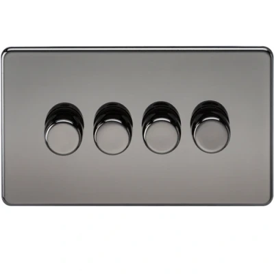 Image of KnightsBridge Screwless 4G 2 way 10 200W (5 150W LED) trailing edge dimmer Black Nickel