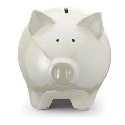 Image of Mousehouse Gifts White Small Pig Themed Piggy Bank for Children, Money Box Kids, Ages 3+