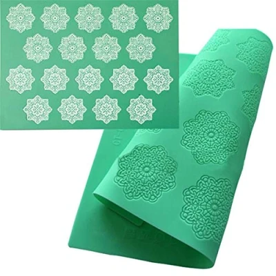 Image of Snowflake Pattern Embossing Mat, Nonstick Silicone Lace Sugar Pad, Embossed Mat,Sugarcraft Cupcake Fondant Mold, DIY Mousse Baking Decorating Tools,Cake Trim Border Decorative Mould