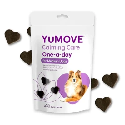 Image of YuMOVE Calming Care One A Day for Medium Dogs Previously YuCALM Supplemnent who are Stressed or Nervous 30 Chews 1 Month Supply Packaging may vary