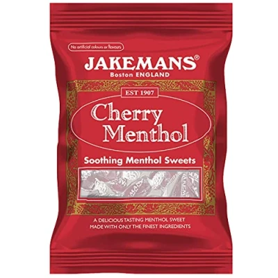 Image of Jakemans Cherry Flavour 100g Bags Pack of 10 Soothing menthol sweets Suitable for vegetarians