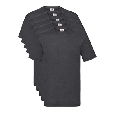 Image of FRUIT OF THE LOOM Men&#039;s Valueweight 5 Pack T Shirt, Grey (Dark Heather Hd), M UK