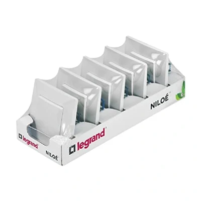 Image of Legrand 396431 Pack of 5 Switch Switches 10A The Niloé Monoblock Range, Complete Mechanism, White
