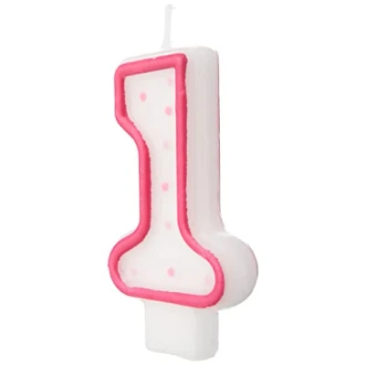 Image of Qualatex Candle Age 1, 1st Birthday Candle, Cake 1 First Birthday, 25989, Pink