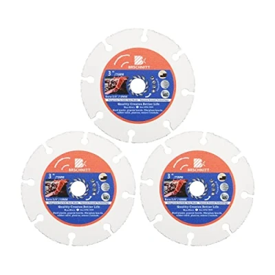 Image of Carbide Multi Wheel,BRSCHNITT 3pcs 75mm with Arbor 10mm Tungsten Cut Off Wheel for Wood,Laminate,Gypsum board,Plastic Angle Grinder Cutting Disc
