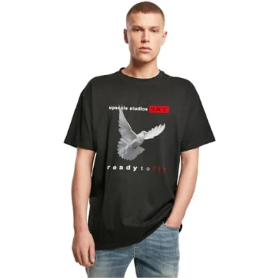 Image of Upscale by Mister Tee Unisex Ready TO FLY Print Tshirt, Size: XS, Black