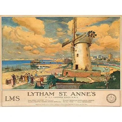 Image of Wee Blue Coo Travel England Lancashire Lytham St Annes Windmill Art Print Poster Wall Decor 12X16 Inch