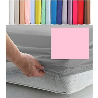 Image of SUPER SINGLE EXTRA WIDE FITTED SHEET 3&#039; 6&quot; X 6&#039; 3&quot; (42&quot; 75&quot;) 22 COLOURS 300TC (Pink, 13)