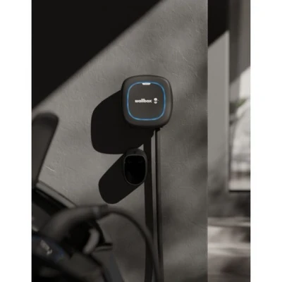 Image of Wallbox Pulsar Max Electric Vehicle Charger (7.4kW, Type 2, Wi Fi, Bluetooth, OCPP, Indoor/Outdoor, Earthing Protection, 5 Meter Cable, Easy to Install Design) Black