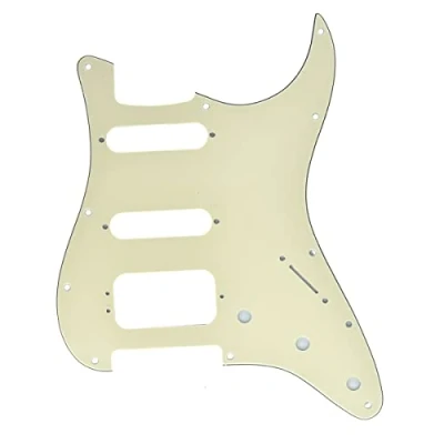 Image of Dopro 11 Hole Strat HSS Guitar Pickguard 3 Screw Humbucking Pickup Mount for American FD Stratocaster Cream Ply