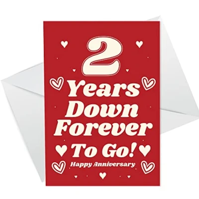 Image of Funny Joke 2nd Anniversary Card For Husband Wife Him Her Men Women