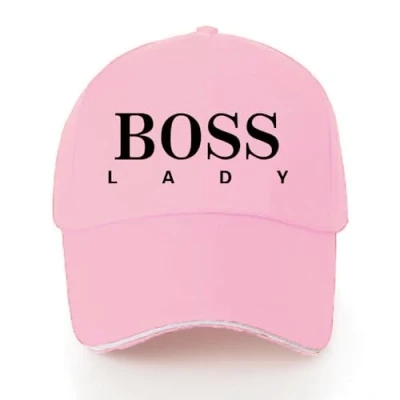 Image of FINDING CASE Women Men&#039;s Athletic Baseball Fitted Cap Plain for Men Classic Essentials Adjustable Sport Casual Sun Visor Hat… (Pink) (boss Lady (Black Text))