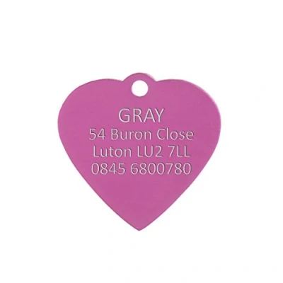 Image of BWM Aluminium Personalized Pet ID Tags Dog Tag for Pets Laser Engraved &amp; Personalised Dogs Cats Durable, Strong Deeply Medium Heart, Pink