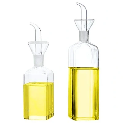 Image of Lanhope Oil Bottle Glass Olive Dispenser Cooking Vinegar Measuring With Spout for Kitchen and BBQ (250ml + 500ml)
