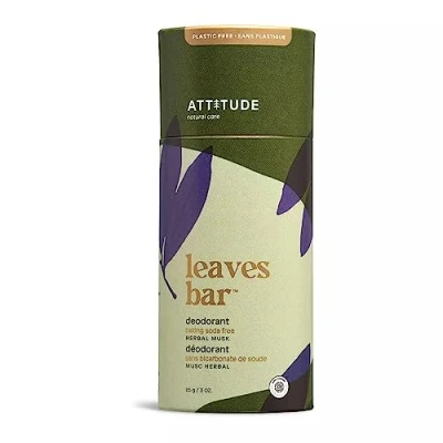 Image of ATTITUDE Baking Soda free Deodorant, EWG Verified, Vegan and Plastic Body Care, Herbal Musk, 85 grams