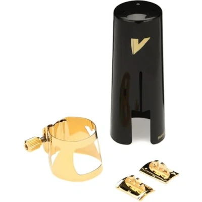 Image of Vandoren LC09P Optimum Ligature And Plastic Cap, fits Baritone Saxophone (Gold Finish)