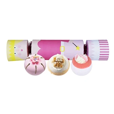 Image of Bomb Cosmetics Fairy Godmother Cracker Handmade Bath Blaster Gift Pack, Contains 3 Pieces, 160g Each, Pink