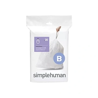 Image of simplehuman CW0161 code B Custom Fit Bin Liners, White Plastic (Pack of 30 Liners)