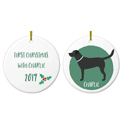 Image of NOT JUST A PRINT Personalised Dog Christmas Decoration Bauble Owner Gift Memorial Ornament (Black Labrador)