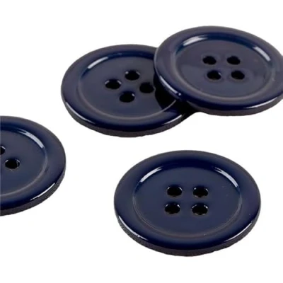 Image of MYMERCERIE Pack of 6 100% Round Mother Pearl Buttons 15 mm Navy Blue