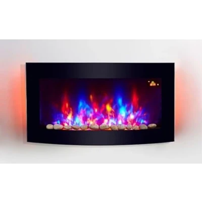 Image of 2024 TruFlame 89.2cm Wide Black Curved Glass Wall Mounted Arched Electric Fire with Pebble Effect and GLOW Side LEDs