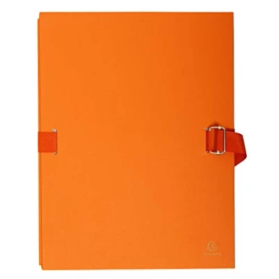 Image of Exacompta Ref 223245E Expandable Canvas Folder Suitable for Storing &amp; Transporting A4 Documents, to Hold Additional Strap Closure Orange