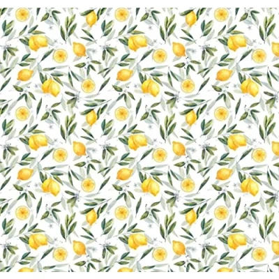 Image of Melody Jane Dolls House White &amp; Lemon Tree Bayleaf Miniature Print Wallpaper1:12 Scale