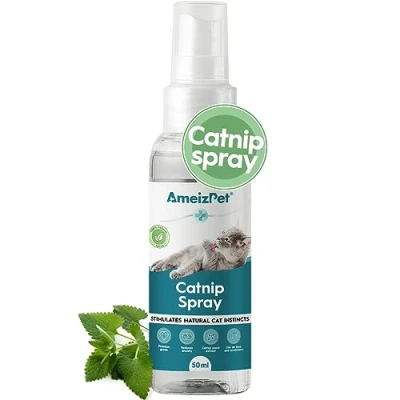 Image of AmeizPet Catnip Spray for Cats, Cat Nip Scratching Mist, Transparent &amp; Kitten Behaviour 50 ml (1.69 Oz)