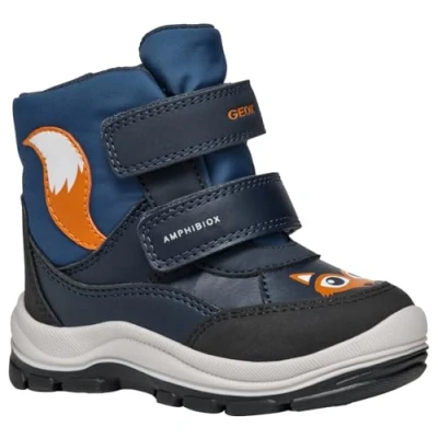 Image of Geox Flanfil BOY ABX Winter boots for kids, Size: 8.5K, Navy/dark avio Imitation leather/ textile