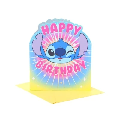 Image of UK Greetings Disney Lilo &amp; Stitch Birthday Card for Boys/Girls Stitch&#039;s Face Design