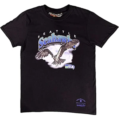 Image of Mitchell and Ness NFL Animal Logo T Shirt, unisex_adult, Seattle Seahawks, black, L