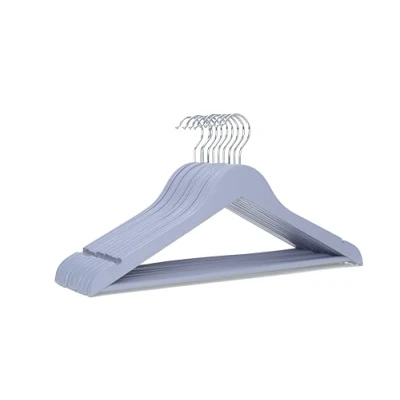 Image of 1ABOVE Grade A Strong Natural Wooden Cloth Hangers, Non Slip Trouser bar, Shoulder Notches, Premium Coat Hangers (GREY)
