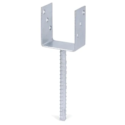 Image of Alberts 214265 U Post Support with Concrete Anchor Made of Corrugated Steel Hot Dip Galvanised Clear Width 91 mm Length 200