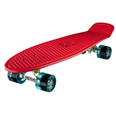 Image of Ridge Skateboards Unisex&#039;s Big Brother Large Retro Cruiser, Red/Clear Blue, 27 Inch