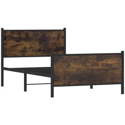 Image of vidaXL Metal Bed Frame without Mattress Smoked Oak 100x200 cm