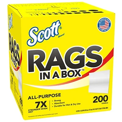 Image of Scott Rags In A Box 75260 Heavy Duty Disposable Towels 1 of x 200 White Shop