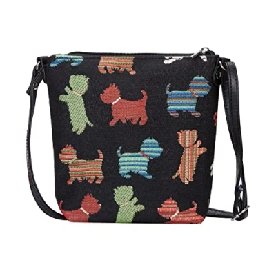 Image of Signare Tapestry Small Crossbody Bag SLING for Women with Animal and Pet Designs (Playful Puppy, PUPPY)